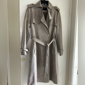 Womens Faux Suede Lightweight Trench Coat